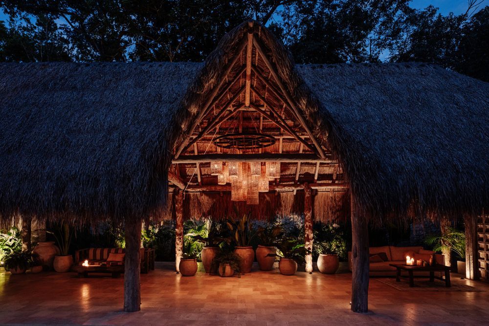 Open air, under thatch. Where the work happens.